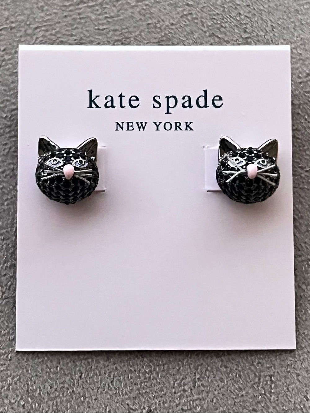 Kate Spade New York Out Of The Bag  Black Cat Face Stud Earrings